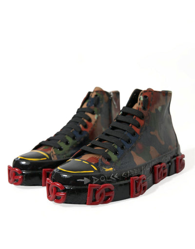 Dolce & Gabbana Multicolor Camouflage High Top Men Sneakers Shoes