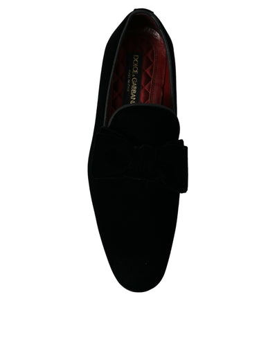 Dolce & Gabbana Black Velvet Loafers Formal Dress Shoes
