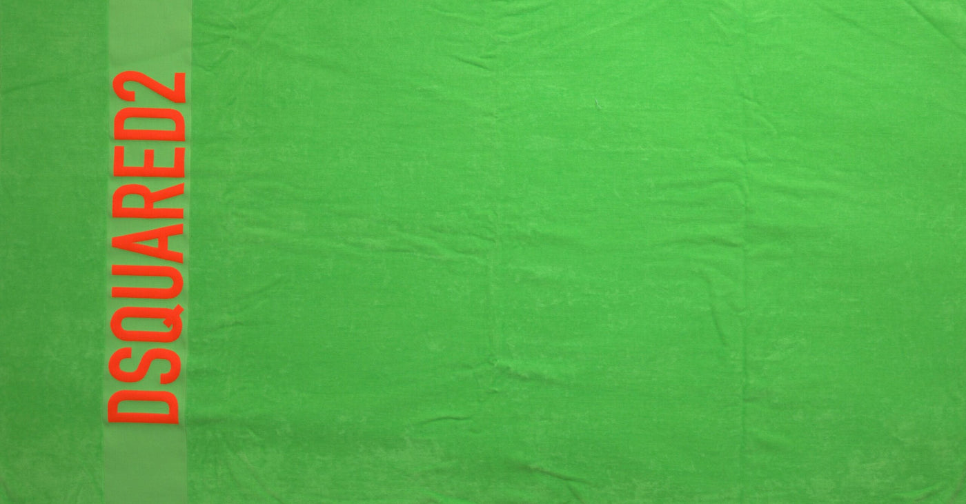 Dsquared² Green Logo Print Cotton Soft Unisex Beach Towel