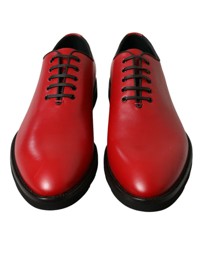 Dolce & Gabbana Red Leather Lace Up Oxford Men Dress Shoes