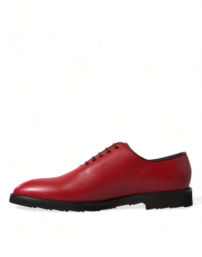 Dolce & Gabbana Red Leather Lace Up Oxford Men Dress Shoes