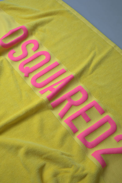 Dsquared² Yellow Logo Print Cotton Soft Unisex Beach Towel