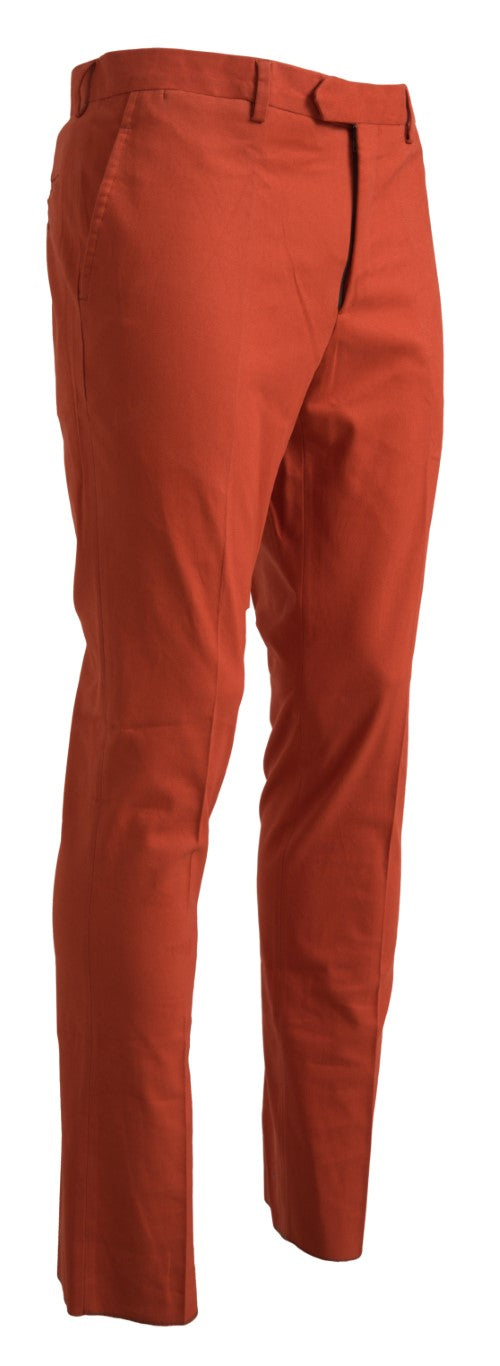 Bencivenga Orange Straight Fit Men Formal Trousers Pants