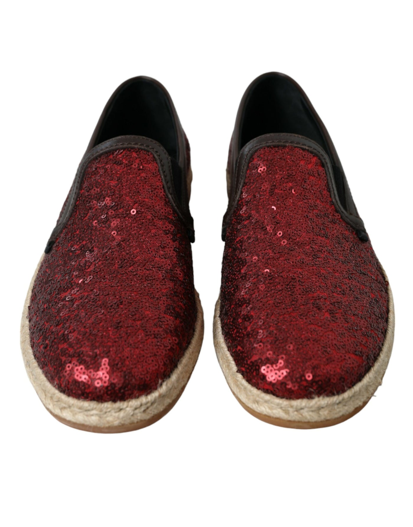 Dolce & Gabbana Red Sequined Loafers Slippers Men Shoes