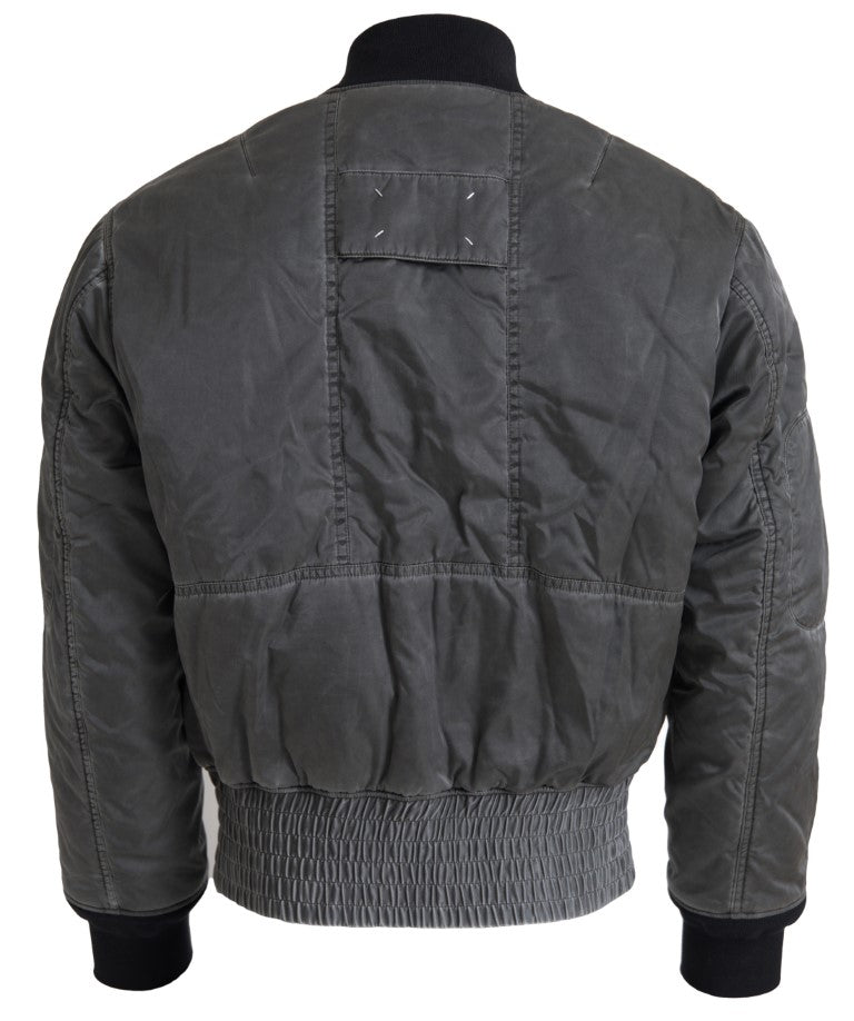 Mm6 Maison Margiela Gray Bomber Zipper Pocket Sleeves Jacket
