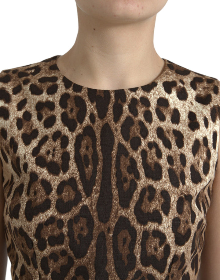 Dolce & Gabbana Brown Leopard Cotton Sleeveless Tank Top