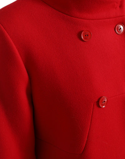 Liu Jo Red Wool Double Breasted Long Sleeves Coat Jacket