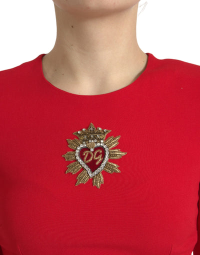 Dolce & Gabbana Red Sacred Heart Viscose Bodycon Mini Dress