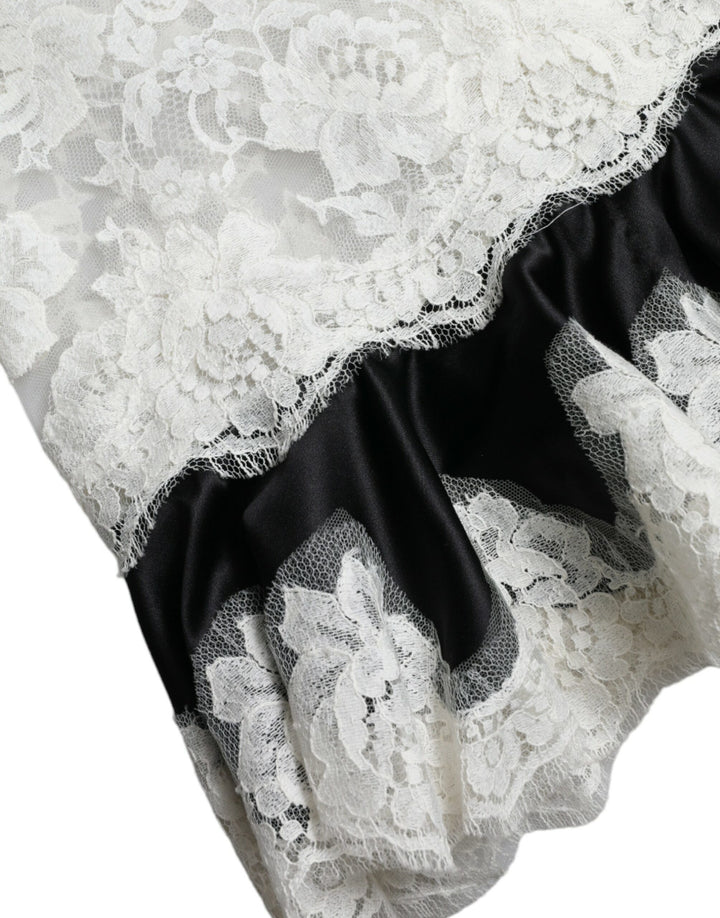 Dolce & Gabbana Black White Lace See Through A-Line Sleeveless Dress