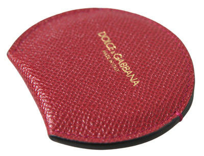 Dolce & Gabbana Red Calfskin Leather Round Hand Mirror Holder