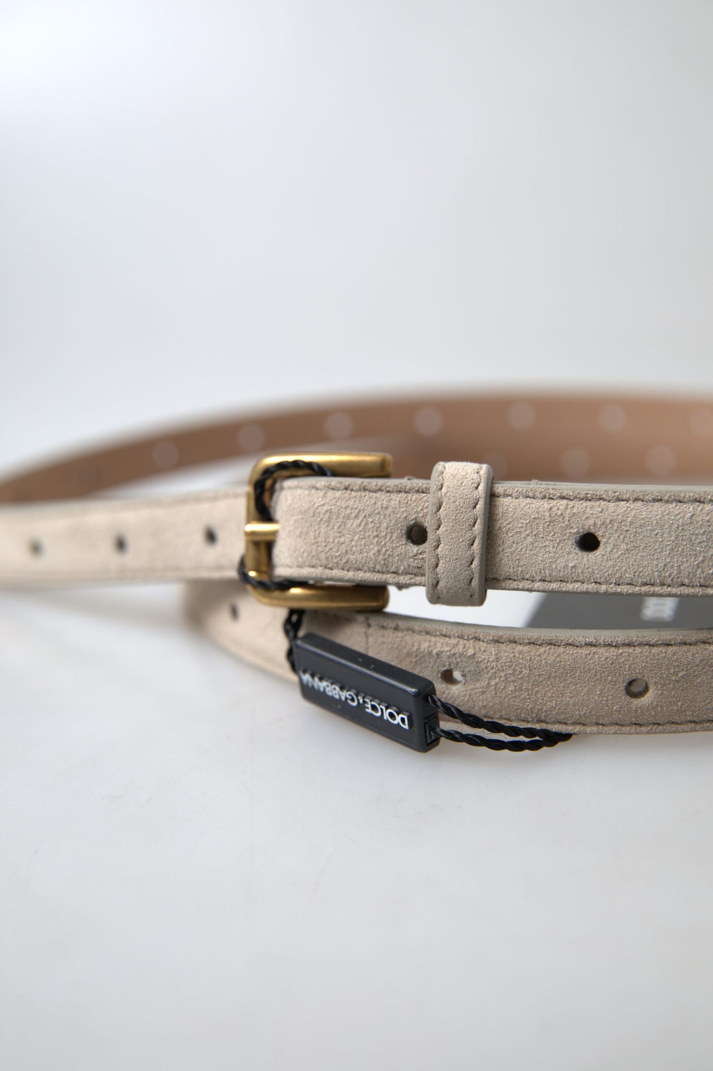 Dolce & Gabbana Beige Goatskin Leather Metal Buckle Belt