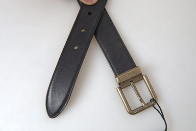 Dolce & Gabbana Black Leather Antique Metal Buckle Belt