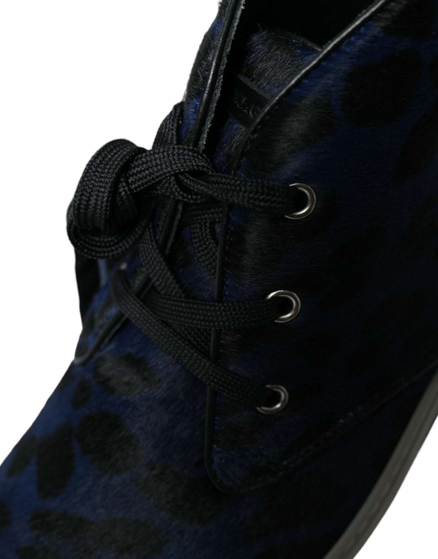 Dolce & Gabbana Blue Calfskin Leopard Mid Top Sneakers Shoes