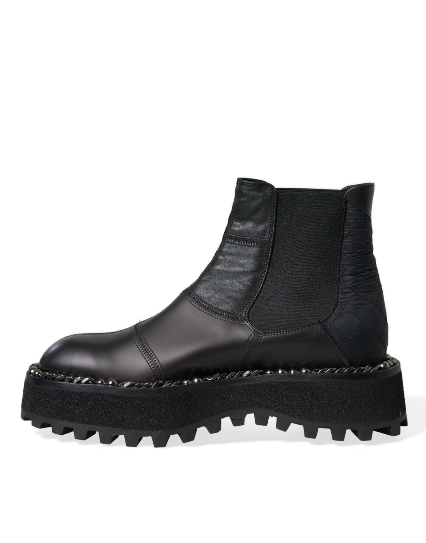 Dolce & Gabbana Black Leather Slip On Stretch Chelsea Boots Shoes