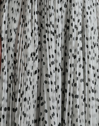 Dolce & Gabbana White Polka Dot A-line Pleated Maxi Dress