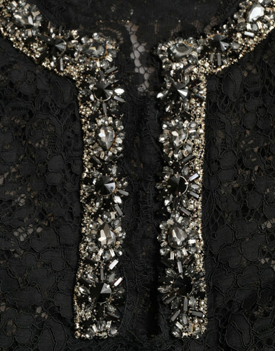 Dolce & Gabbana Black Lace Crystal Embellished Shift Dress