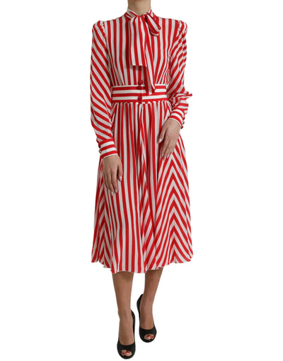 Dolce & Gabbana White Red Silk A-Line Shift Gown Maxi Dress