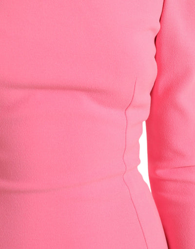 Dolce & Gabbana Rose Pink Long Sleeves Bodycon Midi Dress