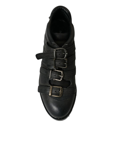 Dolce & Gabbana Black Leather Strap Men Ankle Boots Shoes
