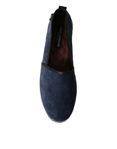 Dolce & Gabbana Blue Leather Suede Slip On Espadrille Shoes