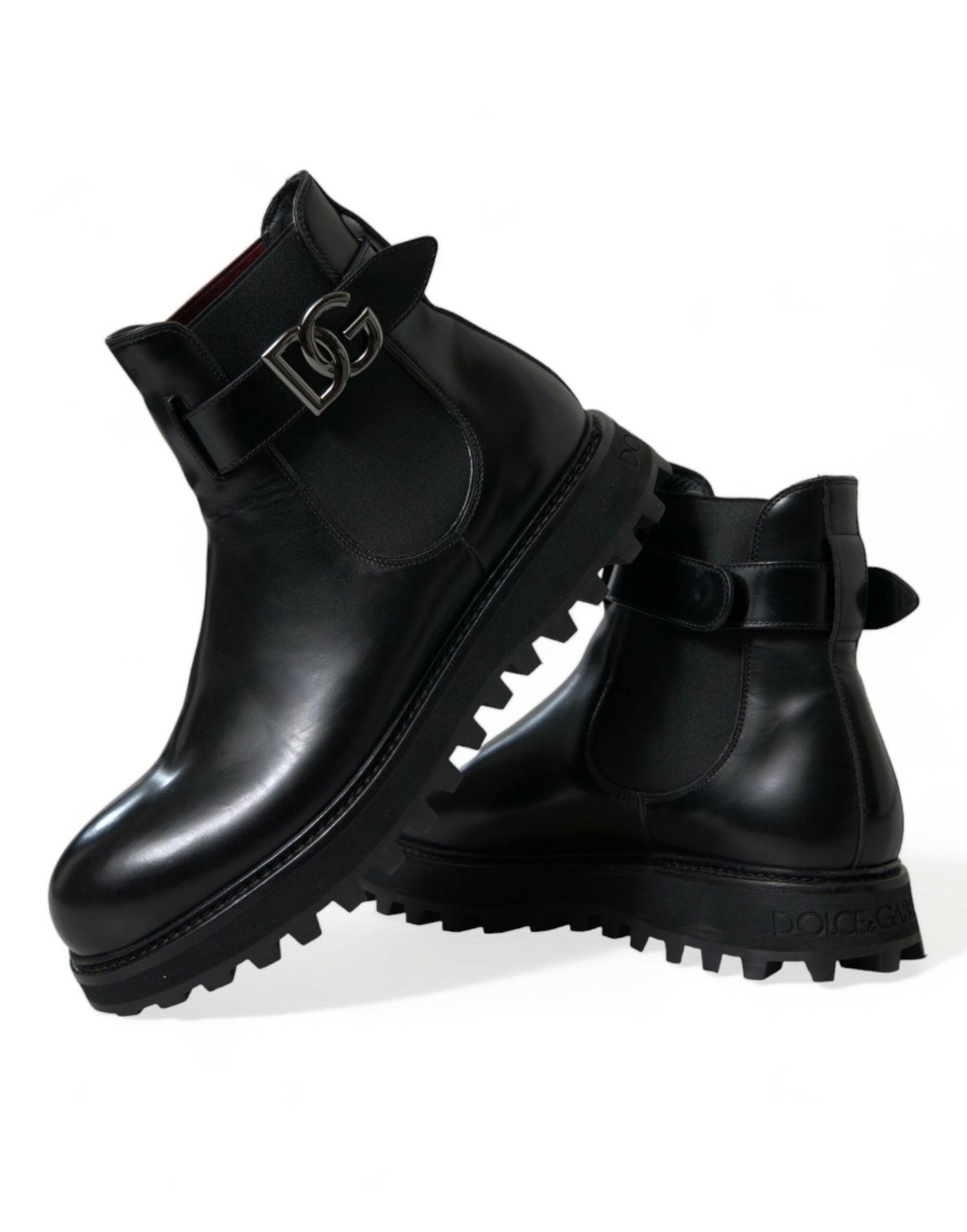 Dolce & Gabbana Black Chelsea Belted DG Logo Boots Shoes