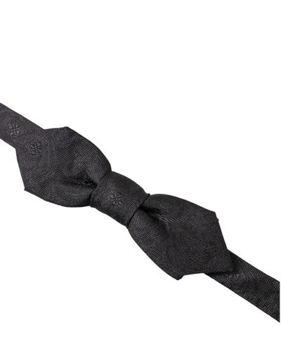 Dolce & Gabbana Black Fantasy Silk Adjustable Neck Men Papillon Bow Tie
