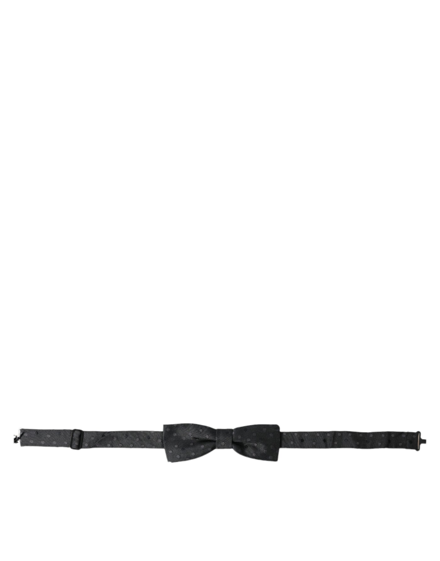 Dolce & Gabbana Gray Polka Dot Silk Adjustable Neck Men Papillon Bow Tie