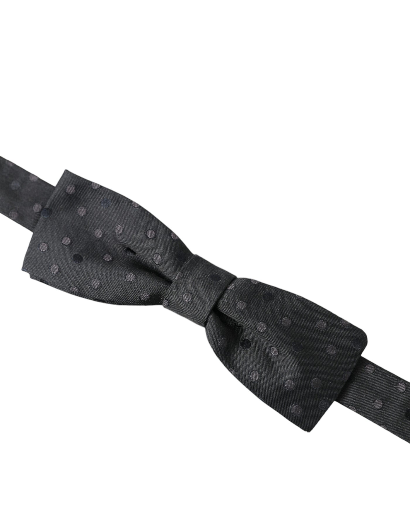 Dolce & Gabbana Gray Polka Dot Silk Adjustable Neck Men Papillon Bow Tie