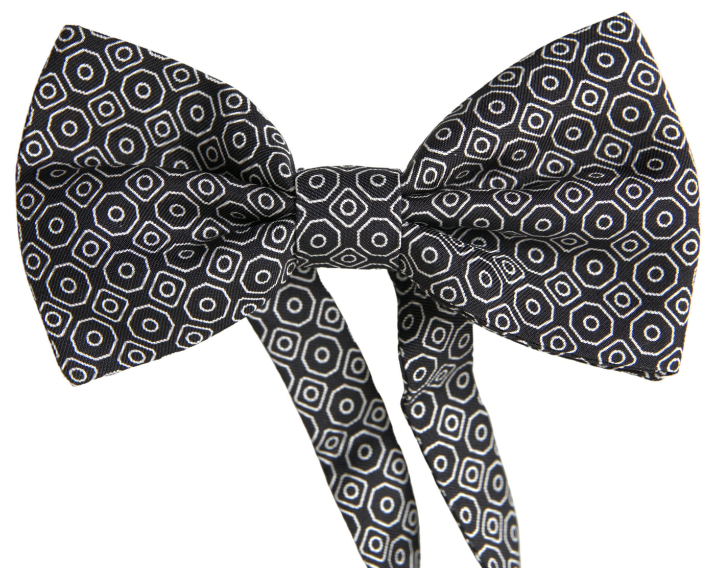 Black White Pattern Adjustable Neck Papillon Bow Tie