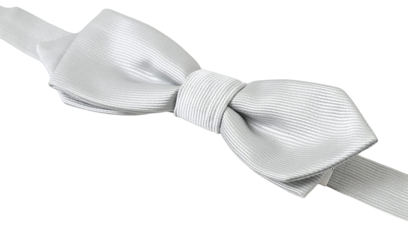 Gray Silk Adjustable Men Neck Papillon Bow Tie