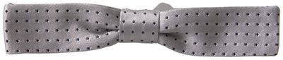 Gray Dotted Silk Adjustable Men Neck Papillon Bow Tie