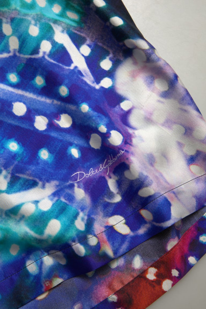 Dolce & Gabbana Multicolor Silk Psychedelic Print Men Pajama Shirt