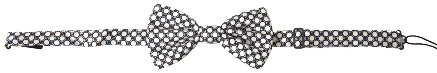 Black White Circles Adjustable Neck Papillon Men Bow Tie