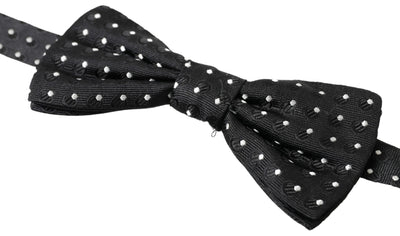 Black Polka Dot Silk Adjustable Men Neck Papillon Bow Tie