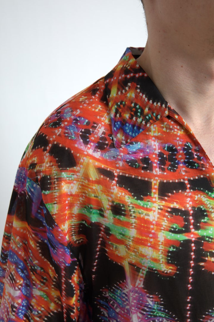 Dolce & Gabbana Multicolor Luminarie Print Men Cotton Shirt
