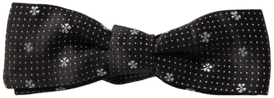 Black Patterned Silk Adjustable Men Neck Papillon Bow Tie