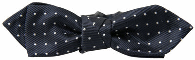 Blue Polka Dot Silk Adjustable Men Neck Papillon Bow Tie
