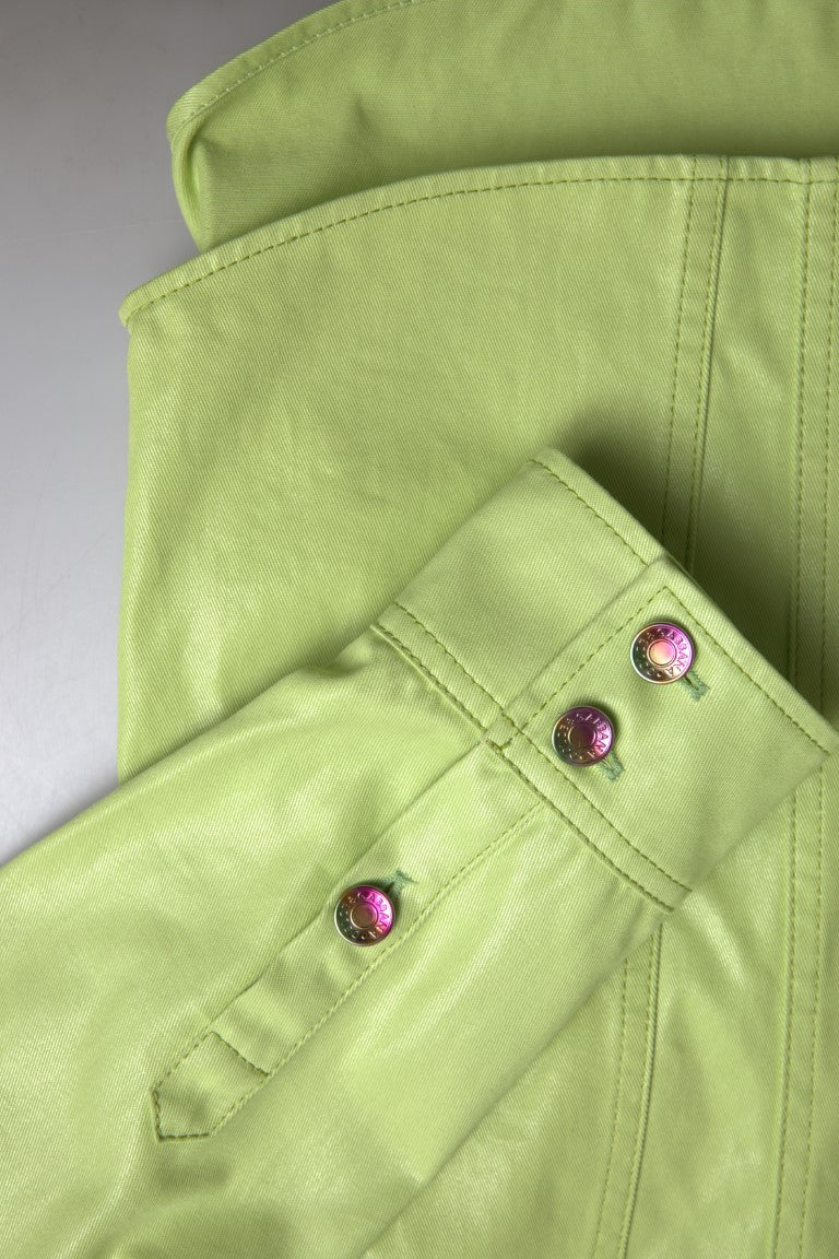 Dolce & Gabbana Green Cotton Collared Button Down Shirt