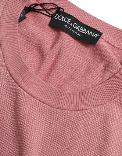 Dolce & Gabbana Pink Crew Neck Cropped Sleeveless Tank Top