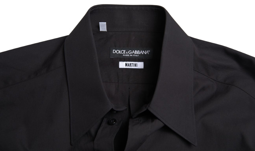 Dolce & Gabbana Black Cotton Men Long Sleeves MARTINI Shirt