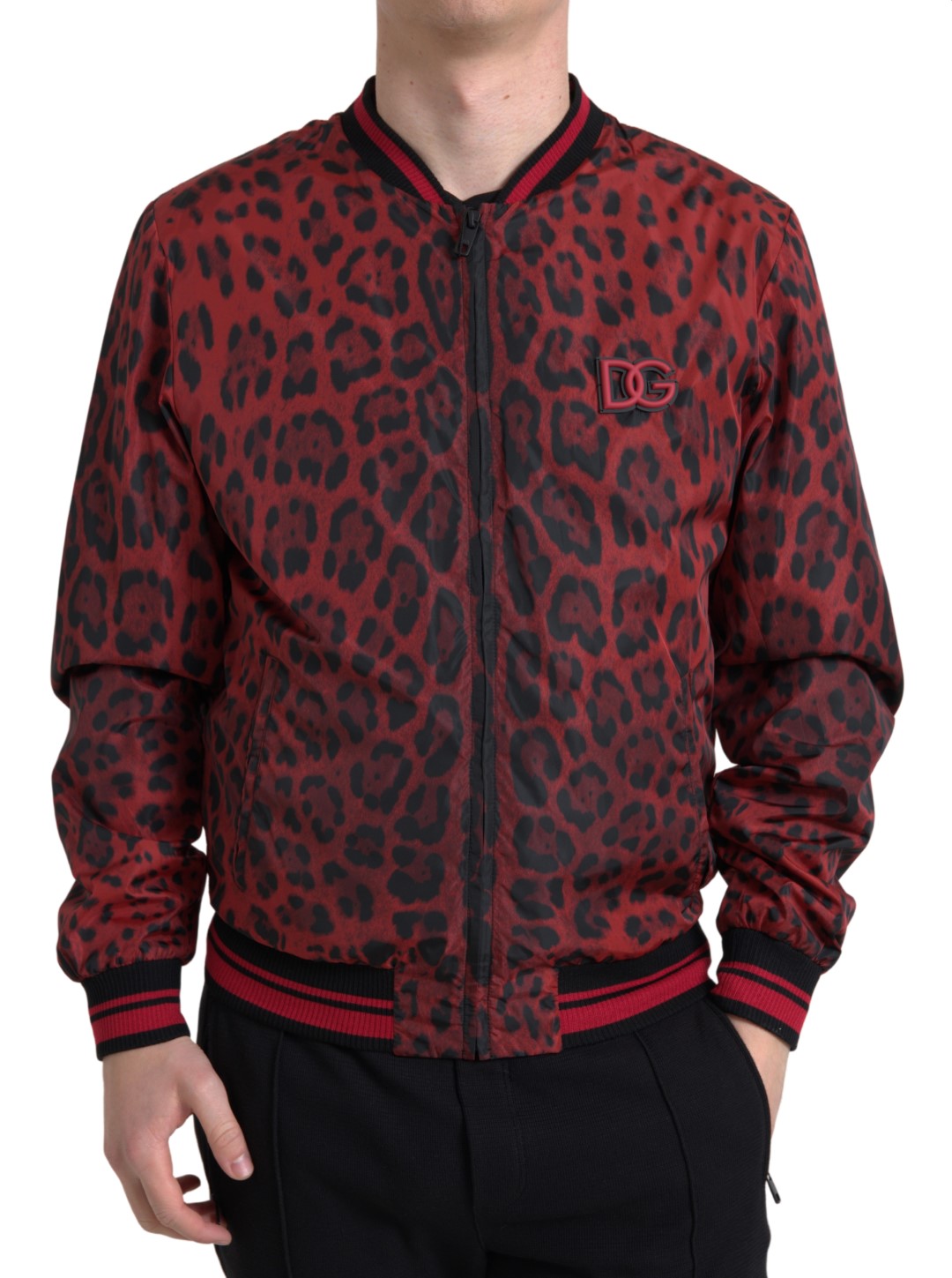 Red Leopard Bomber Short Coat Jacket