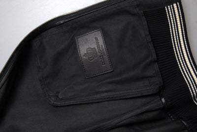 Dolce & Gabbana Black Leather Full Zip Hooded Men Jacket
