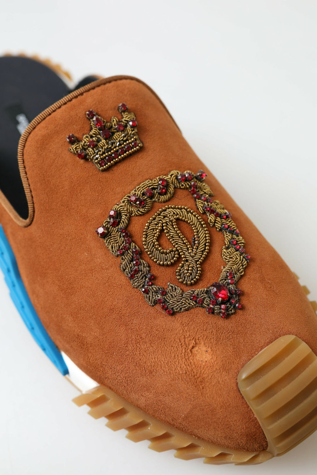 Dolce & Gabbana Brown Suede Crown Logo NS1 Slides Sandals