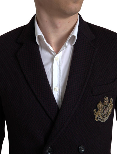 Dolce & Gabbana Black Logo Embroidery Double Breasted Blazer