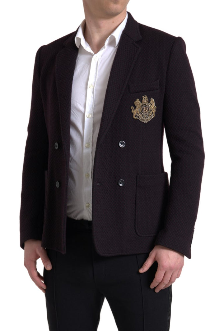 Dolce & Gabbana Black Logo Embroidery Double Breasted Blazer