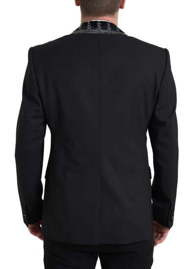 Dolce & Gabbana Black Embellished Wool 2 Piece SICILIA Suit