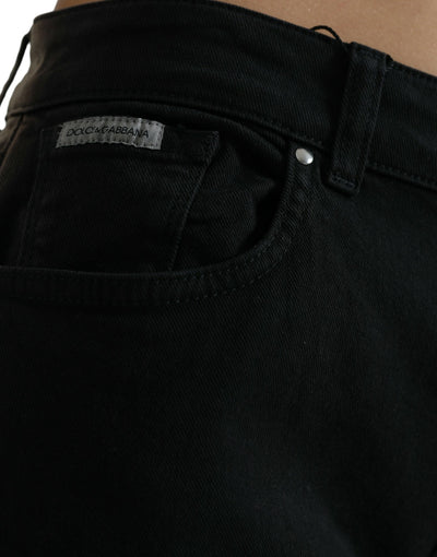 Dolce & Gabbana Black Gray Two Tone Denim Logo Skinny Jeans