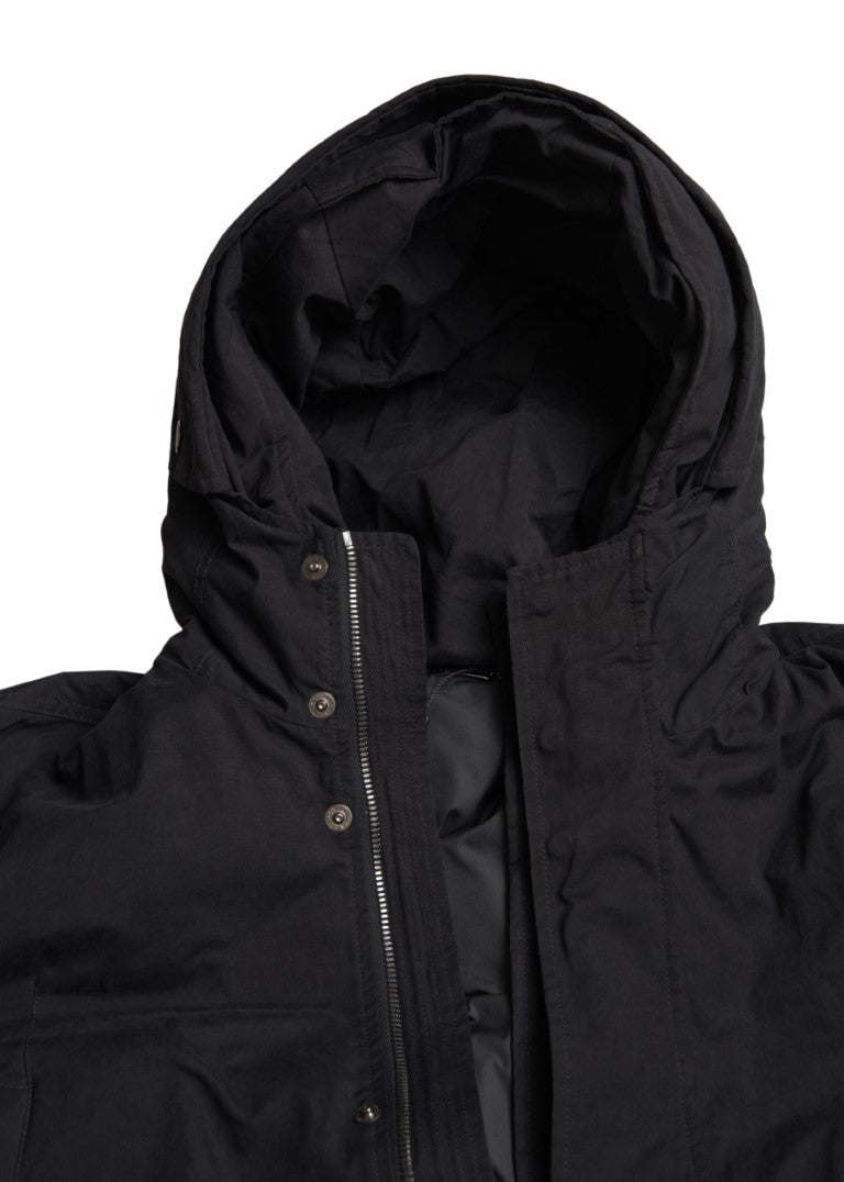 Dolce & Gabbana Black Hooded Parka Cotton Trench coat Jacket