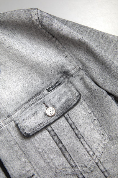 Dolce & Gabbana Gray Washed Cotton Stretch Denim Men Jacket