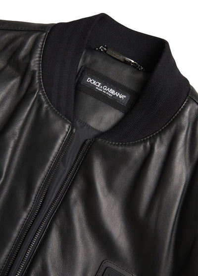 Black Polyester Full Zip Bomber Coat Jacket